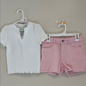 GAP Girls Pink Shorts White Art Class Top Size 8